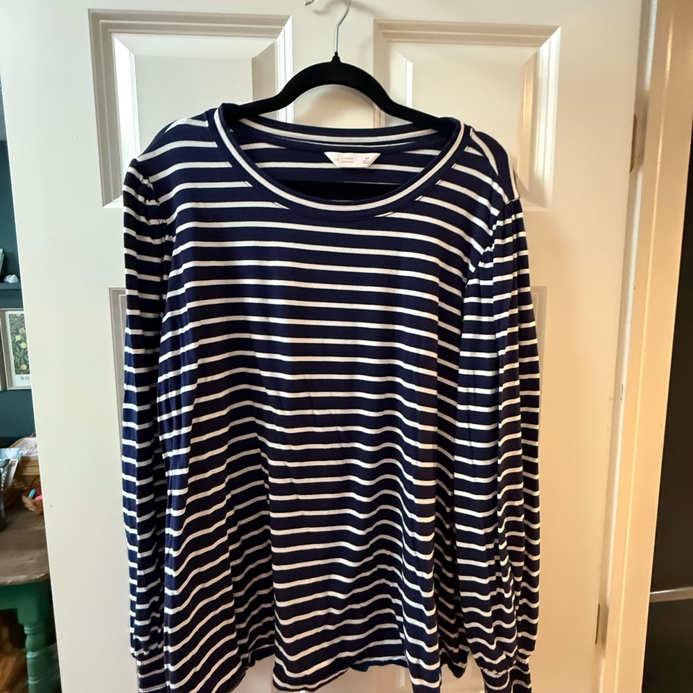 LC Lauren Conrad Striped Navy and White Tee